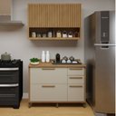 Ver imagem 1 de Cozinha Modulada Torino com Balão 3 Portas e Armáreo Aéreo com Nicho Bege/Cinamomo/Off White