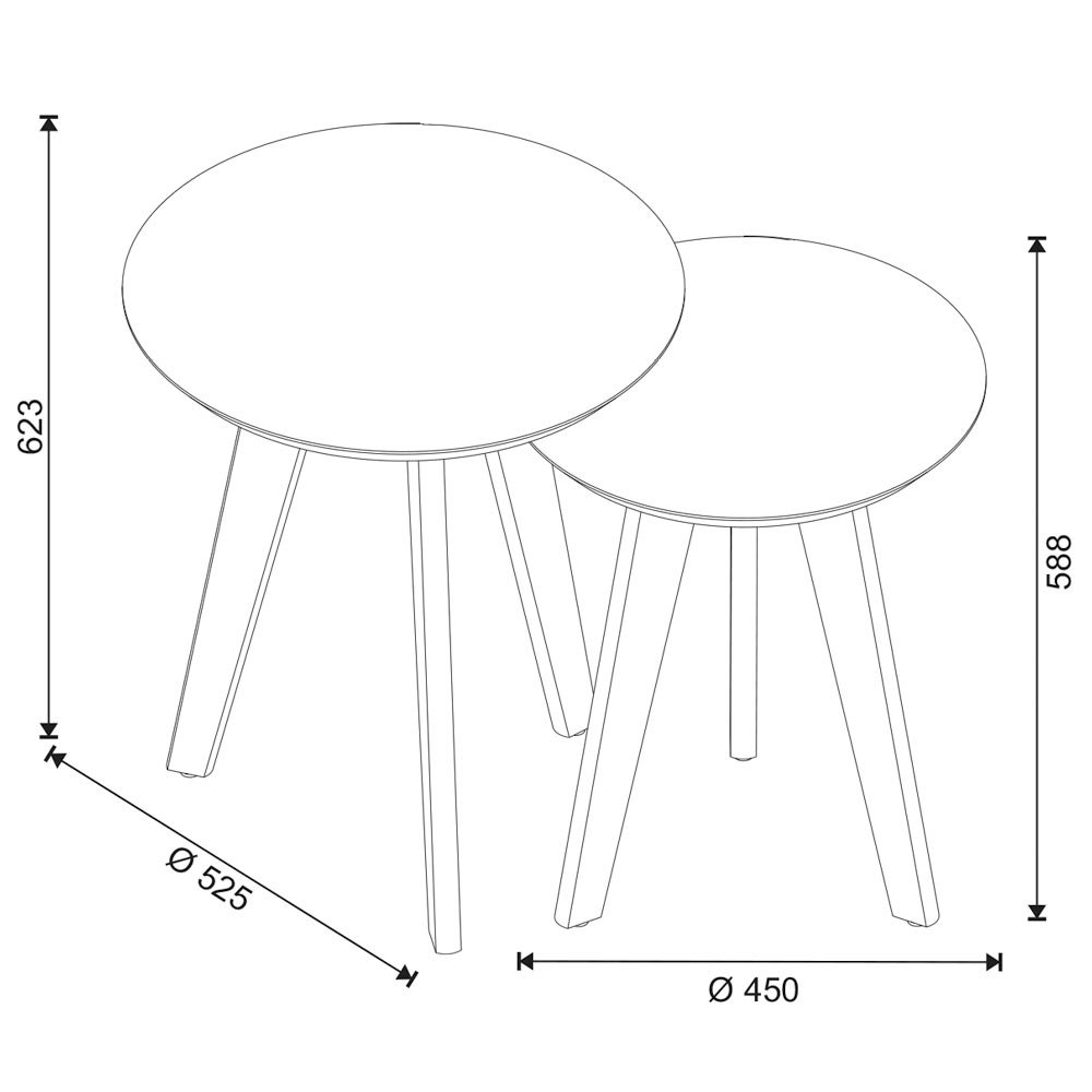 Conjunto Mesa Lateral Redonda - Freijó - 2