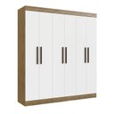 Ver imagem 3 de Guarda-Roupa New Xangai 6 Portas 2 Gavetas Internas Bege/Off White/Nogueira