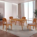 Ver imagem 1 de Mesa de Jantar Copper 120cm Tampo Mdf com 4 Cadeiras Moderna Linho Capuccino/naturale/naturale