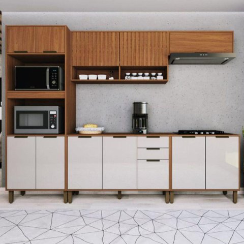 Cozinha Completa 5 Peças sem Tampo Indekes Paris Freijo/off White