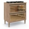 Balcão Armário Mdf para Cooktop 2 Gavetas Vidro Cozinha Multiuso Organizador Marrom Madeira - 2