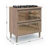 Balcão Armário Mdf para Cooktop 2 Gavetas Vidro Cozinha Multiuso Organizador Marrom Madeira - 3