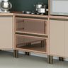 Balcão Armário Mdf para Cooktop 2 Gavetas Vidro Cozinha Multiuso Organizador Marrom Madeira - 1