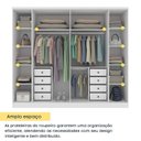 Ver imagem 7 de Conjunto Guarda Roupa Casal 6 Portas 8 Gavetas Puxador MDF com Pés Portugal e Cama Casal Monaco Branco/Neve