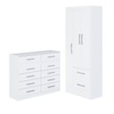 Ver imagem 2 de Quarto Infantil com Cômoda 10 Gavetas e Guarda-Roupa 3 Portas e 2 Gavetas Ninho Branco