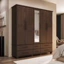 Ver mais imagens de Conjunto Quarto Ouro: Guarda-Roupa 5 Portas, Cama Casal, Cômoda Sapateira e 2 Mesas Cabeceiras Café 