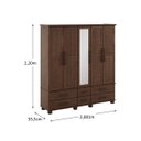 Ver imagem 3 de Conjunto Quarto Ouro: Guarda-Roupa 5 Portas, Cama Casal, Cômoda Sapateira e 2 Mesas Cabeceiras Café 