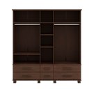 Ver imagem 2 de Conjunto Quarto Ouro: Guarda-Roupa 5 Portas, Cama Casal, Cômoda Sapateira e 2 Mesas Cabeceiras Café 