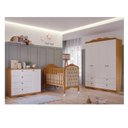 Ver imagem 1 de Quarto de Bebê 3 Peças com Berço Capitonê Cômoda 4 Gavetas e Guarda-Roupa 4 Pts 4 Gavetas Aquarella Bege/Nature/Branco