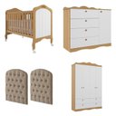 Ver imagem 2 de Quarto de Bebê 3 Peças com Berço Capitonê Cômoda 4 Gavetas e Guarda-roupa 4 Pts 4 Gavetas Aquarella