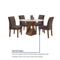 Conjunto Mesa Barcelona 100cmx100cm 4 Cadeiras Espanha Tampo Slim Plus Redondo Vidro Yescasa - 8