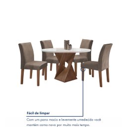 Conjunto Mesa Barcelona 100cmx100cm 4 Cadeiras Espanha Tampo Slim Plus Redondo Vidro Yescasa - 8