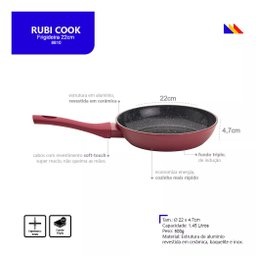 Frigideira Revestimento Cerâmico 22cm Antiaderente Fundo Triplo de Indução Mimo Style Rubi Cook - 4