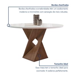 Conjunto Mesa Barcelona 100cmx100cm 4 Cadeiras Espanha Tampo Slim Plus Redondo Vidro Yescasa - 4