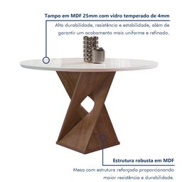 Conjunto Mesa Barcelona 100cmx100cm 4 Cadeiras Espanha Tampo Slim Plus Redondo Vidro Yescasa - 2