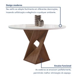 Conjunto Mesa Barcelona 100cmx100cm 4 Cadeiras Espanha Tampo Slim Plus Redondo Vidro Yescasa - 3
