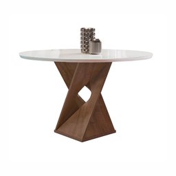 Conjunto Mesa Barcelona 100cmx100cm 4 Cadeiras Espanha Tampo Slim Plus Redondo Vidro Yescasa - 11