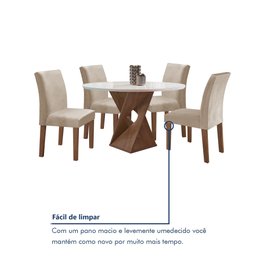 Conjunto Mesa Barcelona 100cmx100cm 4 Cadeiras Espanha Tampo Slim Plus Redondo Vidro Yescasa - 8