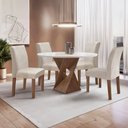 Ver imagem 1 de Conjunto Mesa Barcelona 100cm com 4 Cadeiras Espanha Tampo Slim Plus Redondo Vidro Yescasa
