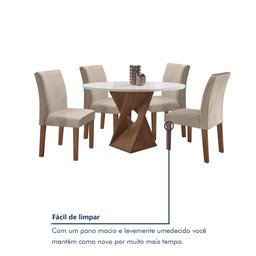 Conjunto Mesa Barcelona 100cmx100cm 4 Cadeiras Espanha Tampo Slim Plus Redondo Vidro Yescasa - 8