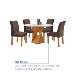 Conjunto Mesa Barcelona 100cmx100cm 4 Cadeiras Espanha Tampo Slim Plus Redondo Vidro Yescasa - 8