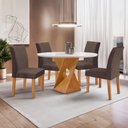 Ver imagem 1 de Conjunto Mesa Barcelona 100cm com 4 Cadeiras Espanha Tampo Slim Plus Redondo Vidro Yescasa