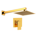Ver imagem 1 de Kit Ducha Quadrada 20x20 Slim e Acabamento para Registro Monocomando Base Deca Dourado Brilhante