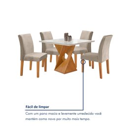 Conjunto Mesa Barcelona 100cmx100cm 4 Cadeiras Espanha Tampo Slim Plus Redondo Vidro Yescasa - 8