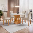 Ver imagem 1 de Conjunto Mesa Barcelona 100cm com 4 Cadeiras Espanha Tampo Slim Plus Redondo Vidro Yescasa