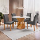 Ver imagem 1 de Conjunto Mesa Barcelona 100cm com 4 Cadeiras Espanha Tampo Slim Plus Redondo Vidro Yescasa