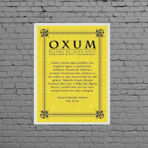 Quadro Decorativo Oração Oxum 33x24cm:Madeira branca