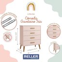 Ver imagem 6 de Jogo de Quarto Infantil Isis Cômoda 4 Gavetas e Berço Rosa - Reller Móveis