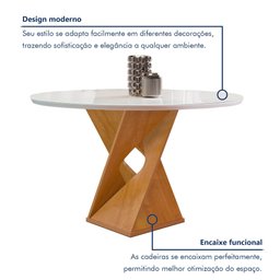 Conjunto Mesa Barcelona 100cmx100cm 4 Cadeiras Espanha Tampo Slim Plus Redondo Vidro Yescasa - 3