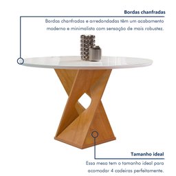 Conjunto Mesa Barcelona 100cmx100cm 4 Cadeiras Espanha Tampo Slim Plus Redondo Vidro Yescasa - 4