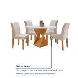Conjunto Mesa Barcelona 100cmx100cm 4 Cadeiras Espanha Tampo Slim Plus Redondo Vidro Yescasa - 8