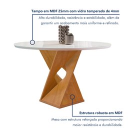 Conjunto Mesa Barcelona 100cmx100cm 4 Cadeiras Espanha Tampo Slim Plus Redondo Vidro Yescasa - 2