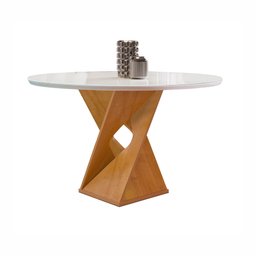 Conjunto Mesa Barcelona 100cmx100cm 4 Cadeiras Espanha Tampo Slim Plus Redondo Vidro Yescasa - 11