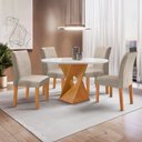 Ver imagem 1 de Conjunto Mesa Barcelona 100cm com 4 Cadeiras Espanha Tampo Slim Plus Redondo Vidro Yescasa