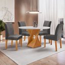 Ver imagem 1 de Conjunto Mesa Barcelona 100cm com 4 Cadeiras Espanha Tampo Slim Plus Redondo Yescasa