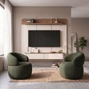 Ver imagem 1 de Conjunto de Sala Painel 2 Poltronas Eloah MDF TV 70 Verde Home Concept