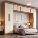 Ver imagem 3 de Guarda Roupa Modulado Casal Madrid 9 Portas de Bater MDP Madeirado-Off White Maxel Móveis