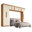 Ver imagem 1 de Guarda Roupa Modulado Casal Madrid 9 Portas de Bater MDP Madeirado-Off White Maxel Móveis