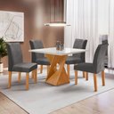 Ver imagem 1 de Conjunto Mesa Barcelona 100cmx100cm 4 Cadeiras Espanha Tampo Slim Plus Quadrado Vidro Yescasa