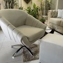 Ver imagem 3 de Kit Duas Poltrona Giovana Base Giratória Cromado em Sued Premium:bege