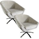 Ver imagem 1 de Kit Duas Poltrona Giovana Base Giratória Cromado em Sued Premium:bege