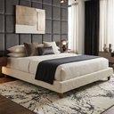 Ver imagem 3 de Cama Casal Base Box Pés Madeira 148 cm Otto Bouclé Off White - Nexta Casa
