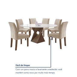 Conjunto Mesa Barcelona 120cmx120cm 6 Cadeiras Espanha Tampo Plus Redondo Vidro Yescasa - 8