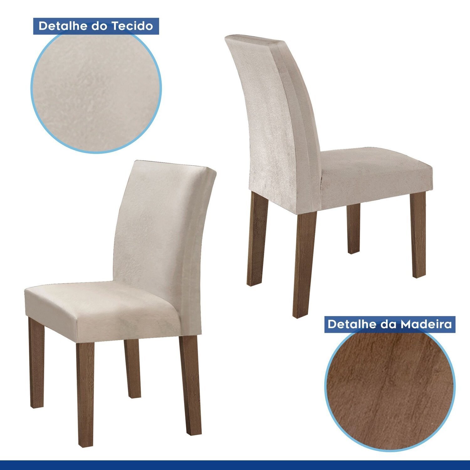 Conjunto Mesa Barcelona 120cmx120cm 6 Cadeiras Espanha Tampo Plus Redondo Vidro Yescasa - 7