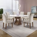 Ver imagem 1 de Conjunto Mesa Barcelona 120cm com 6 Cadeiras Espanha Tampo Plus Redondo Vidro Yescasa